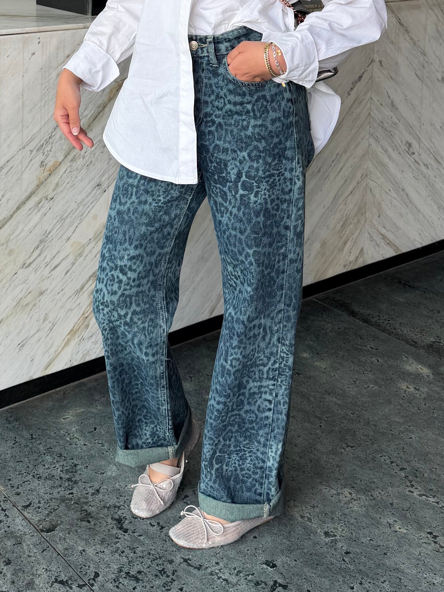 Leopard Denim Pants