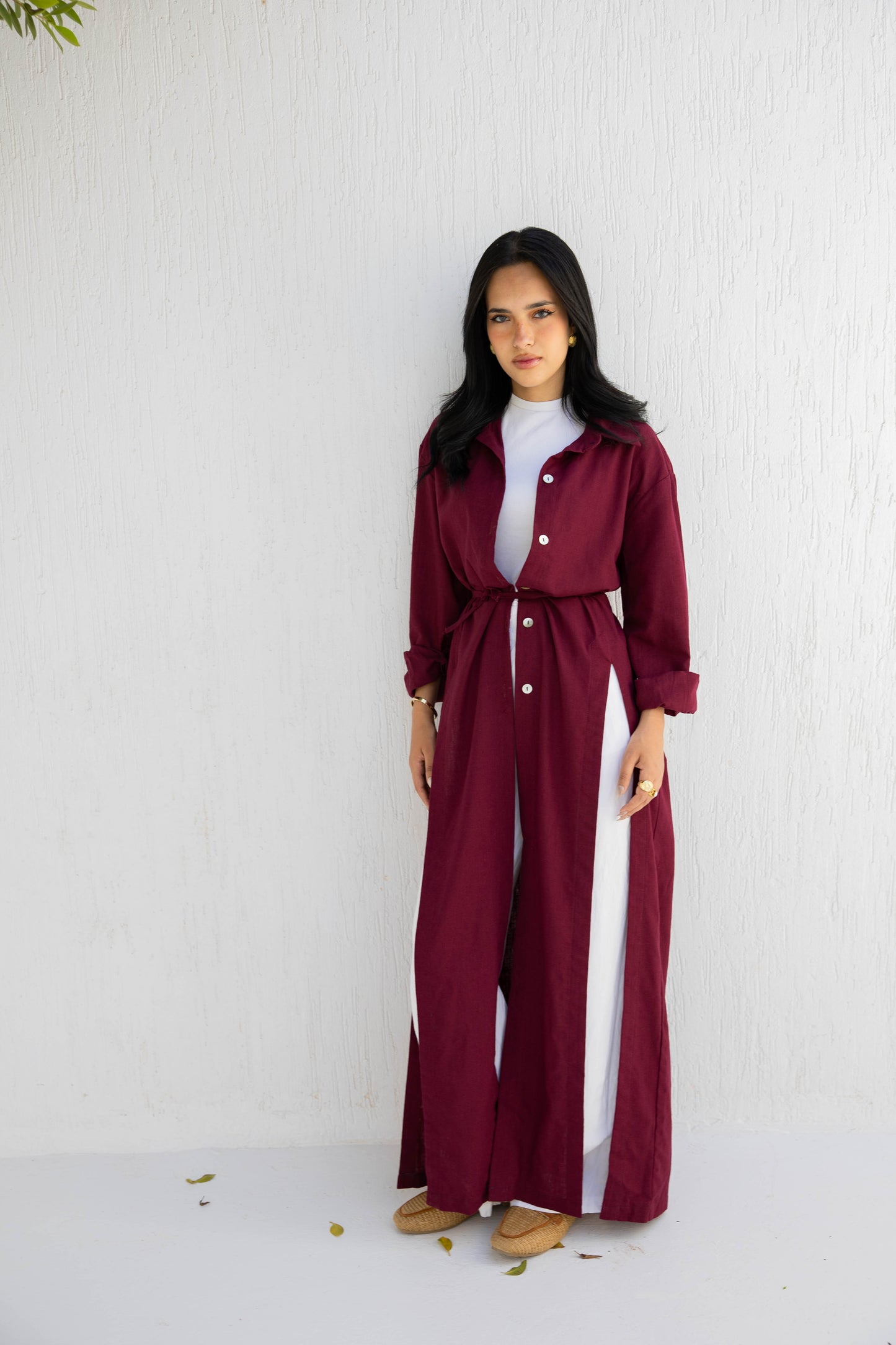 Shirt Dress -Wine Elegance