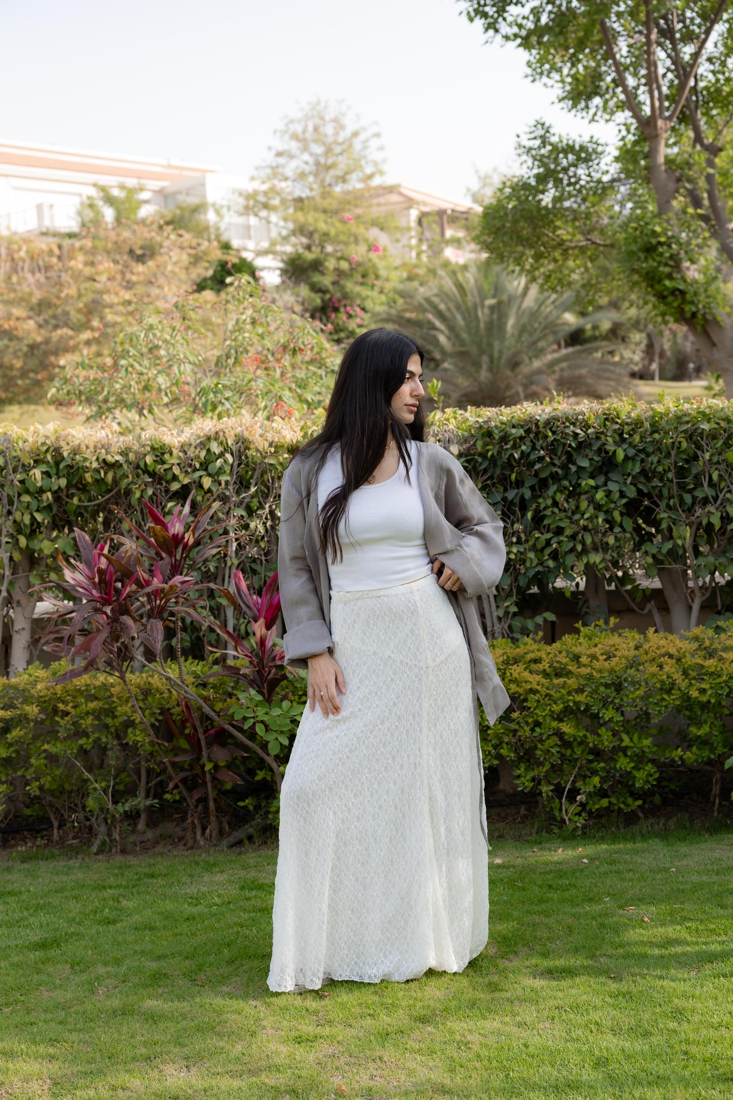 Moonflower Lace Skirt White