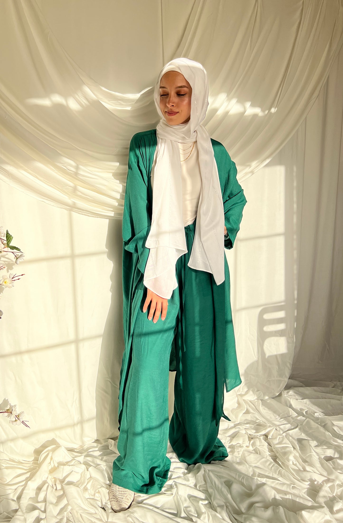 Knot Linen Set - Emerald Green