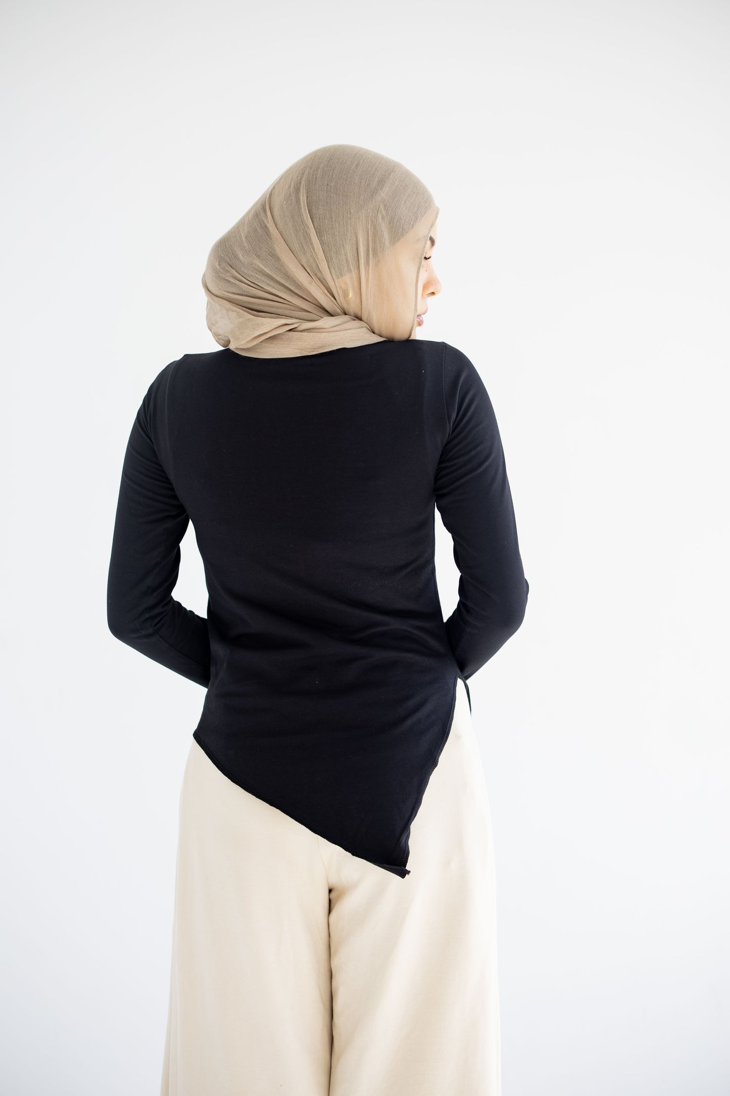 Black Sleeved Asymmetrical Tee