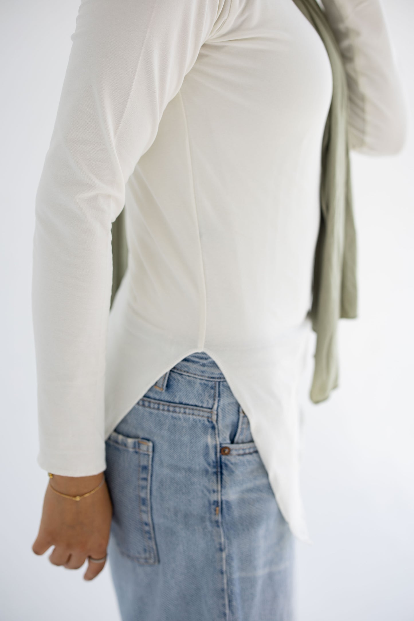 Offwhite Sleeved Asymmetrical Tee