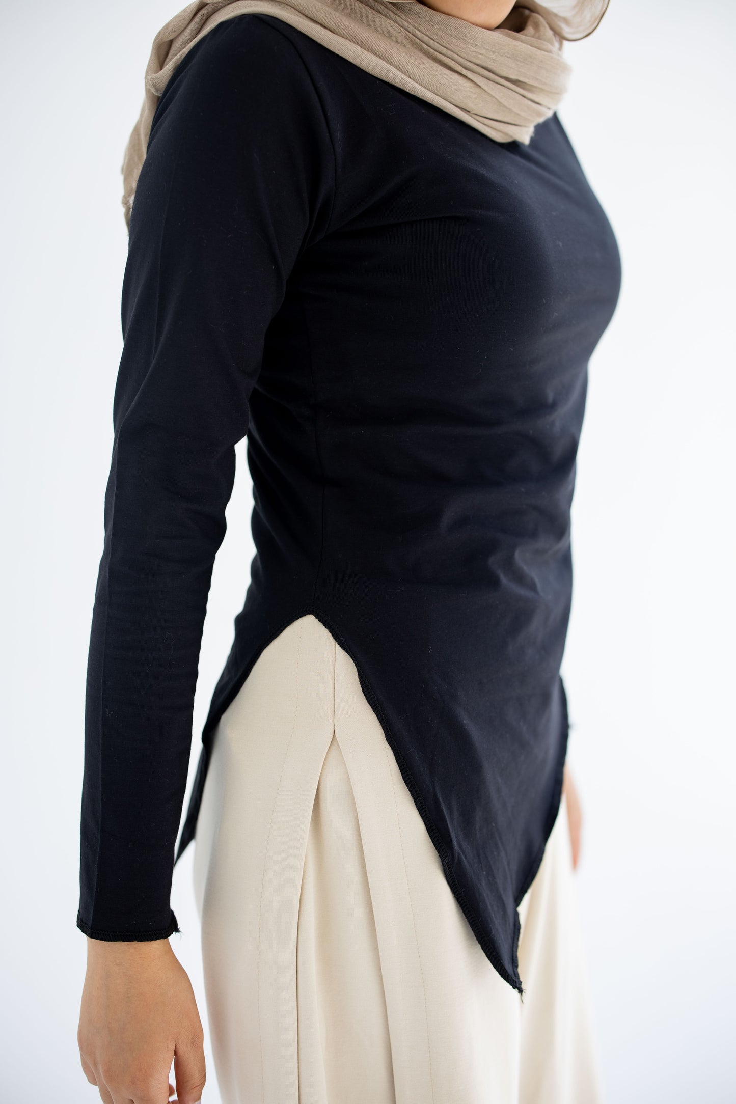 Black Sleeved Asymmetrical Tee