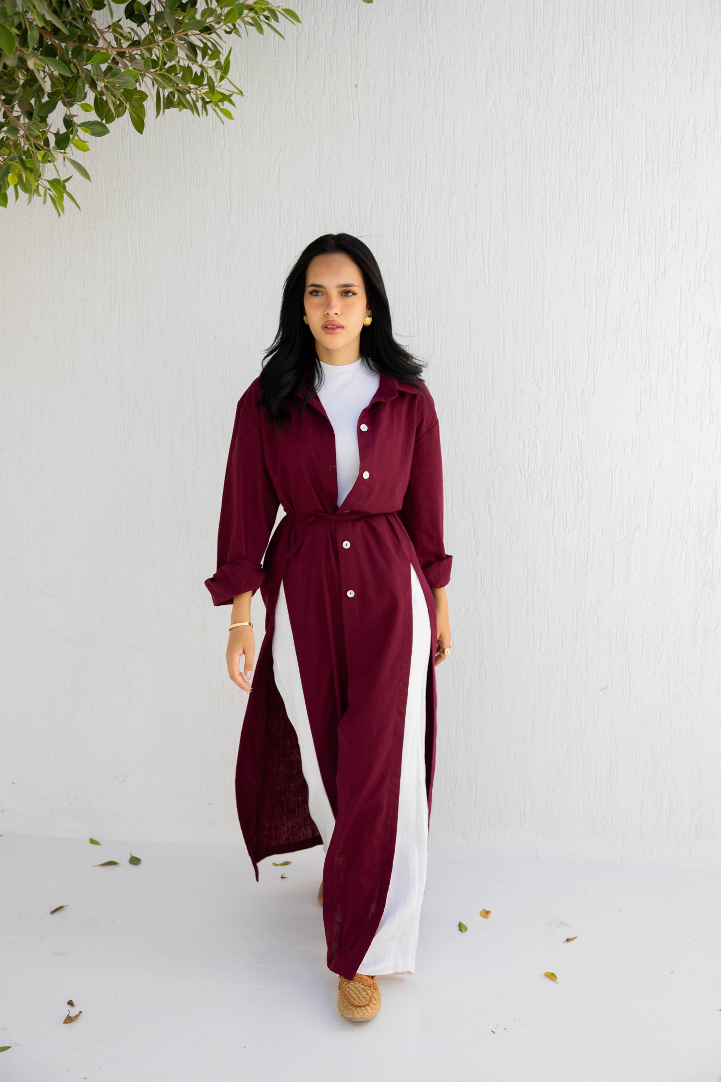 Shirt Dress -Wine Elegance