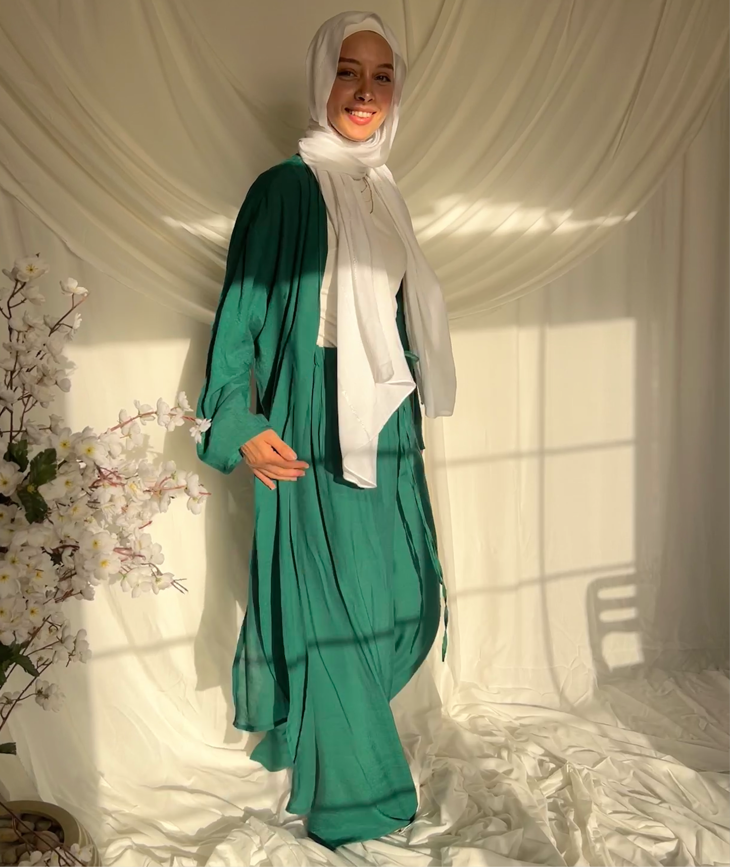 Knot Linen Set - Emerald Green