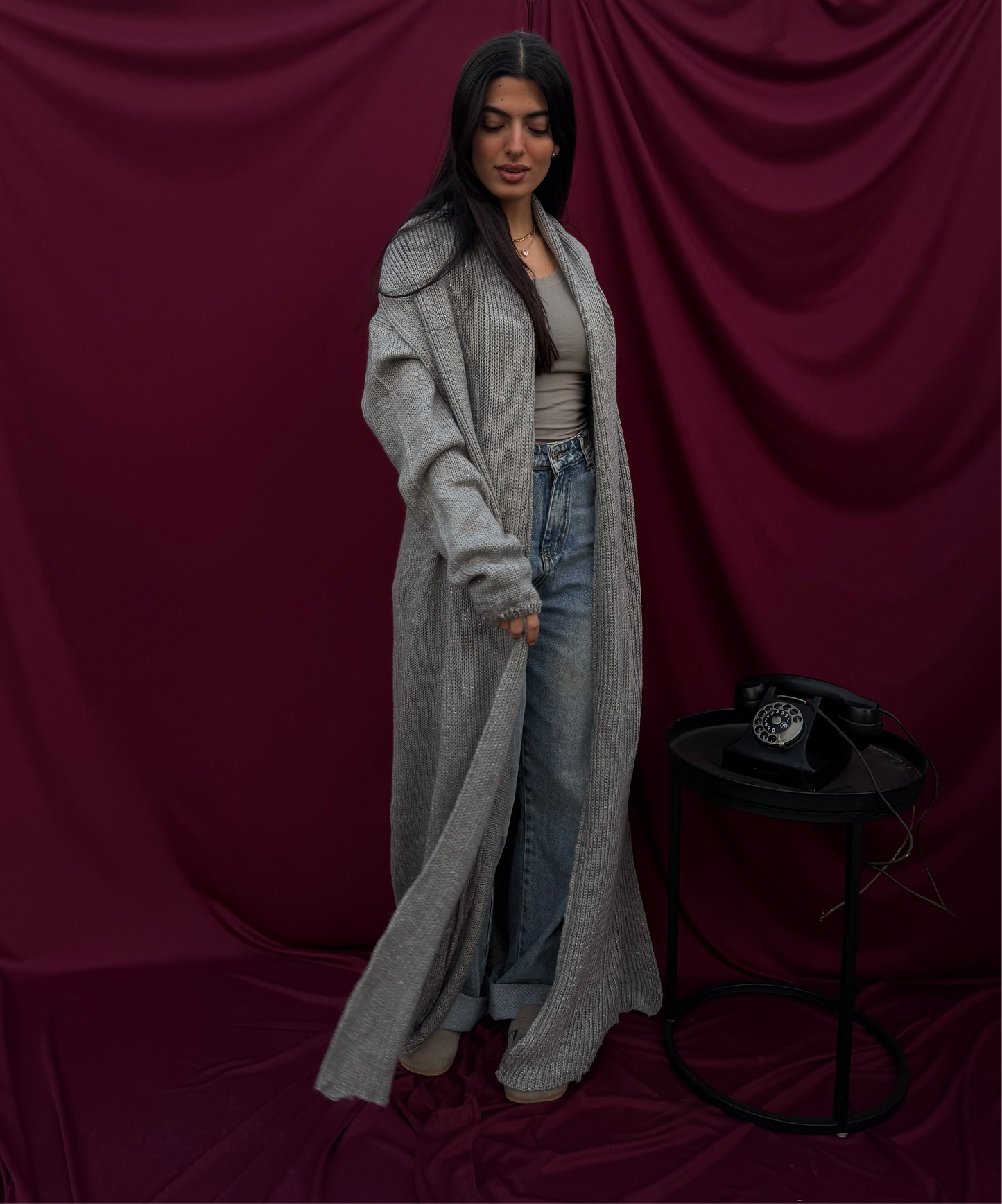 Nooré Moonveil Maxi Shimmer Cardigan