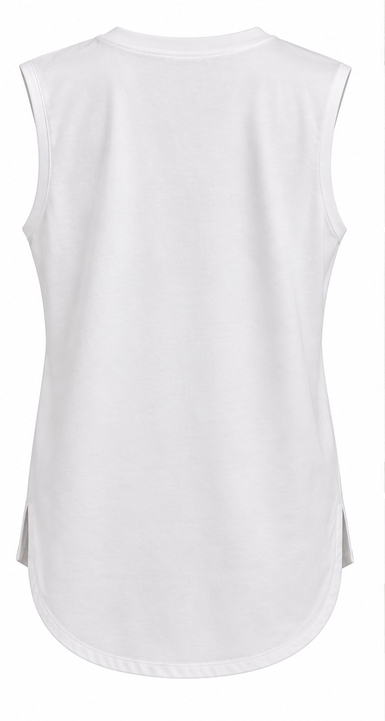 Hip-Covering Sleeveless Tee White