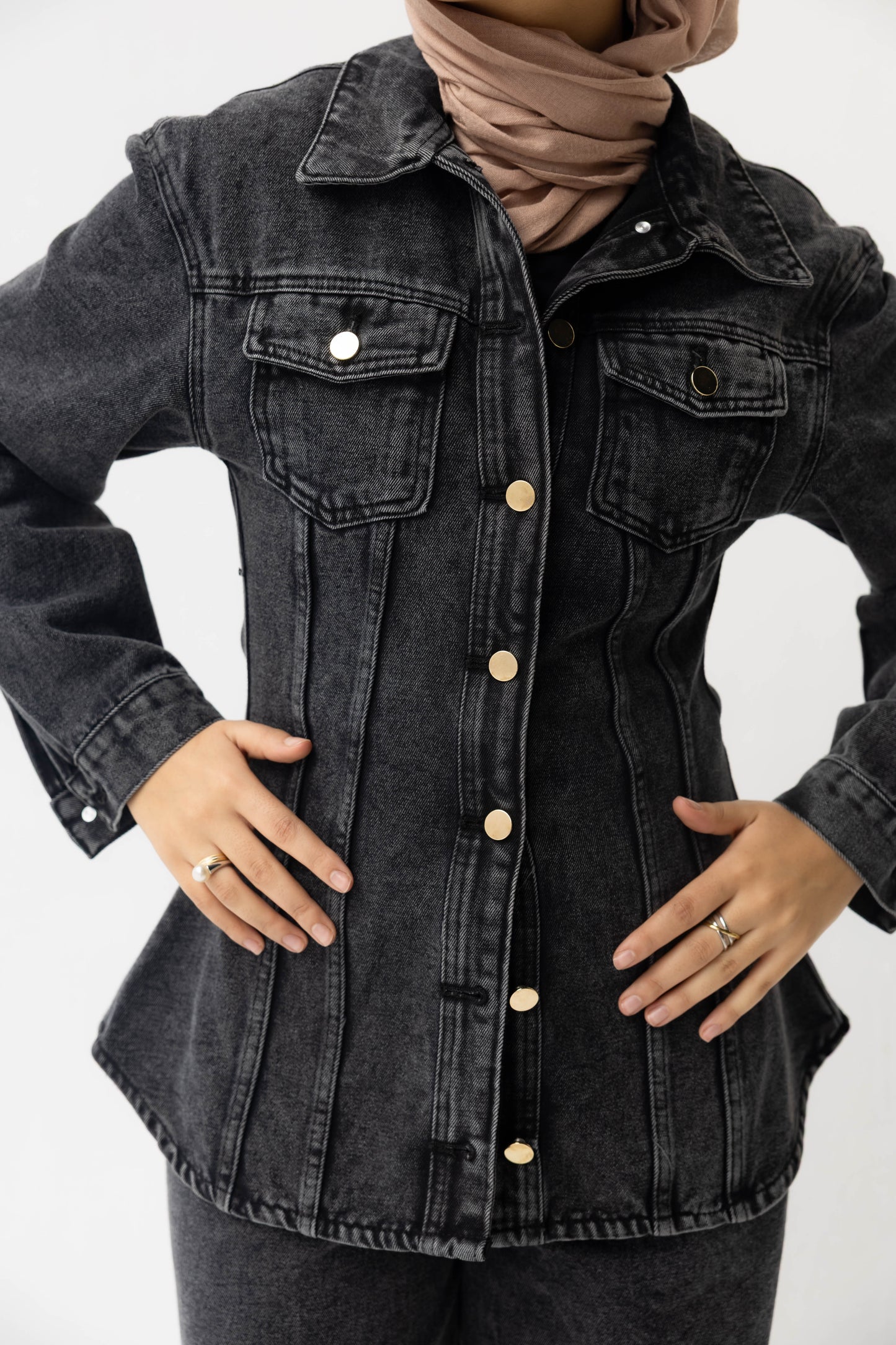 Charcoal Corset Denim Chemise