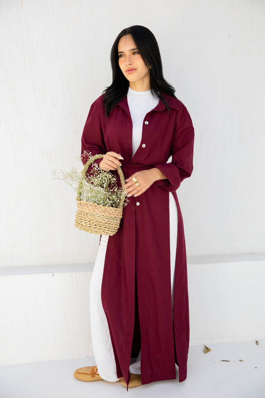 Shirt Dress -Wine Elegance