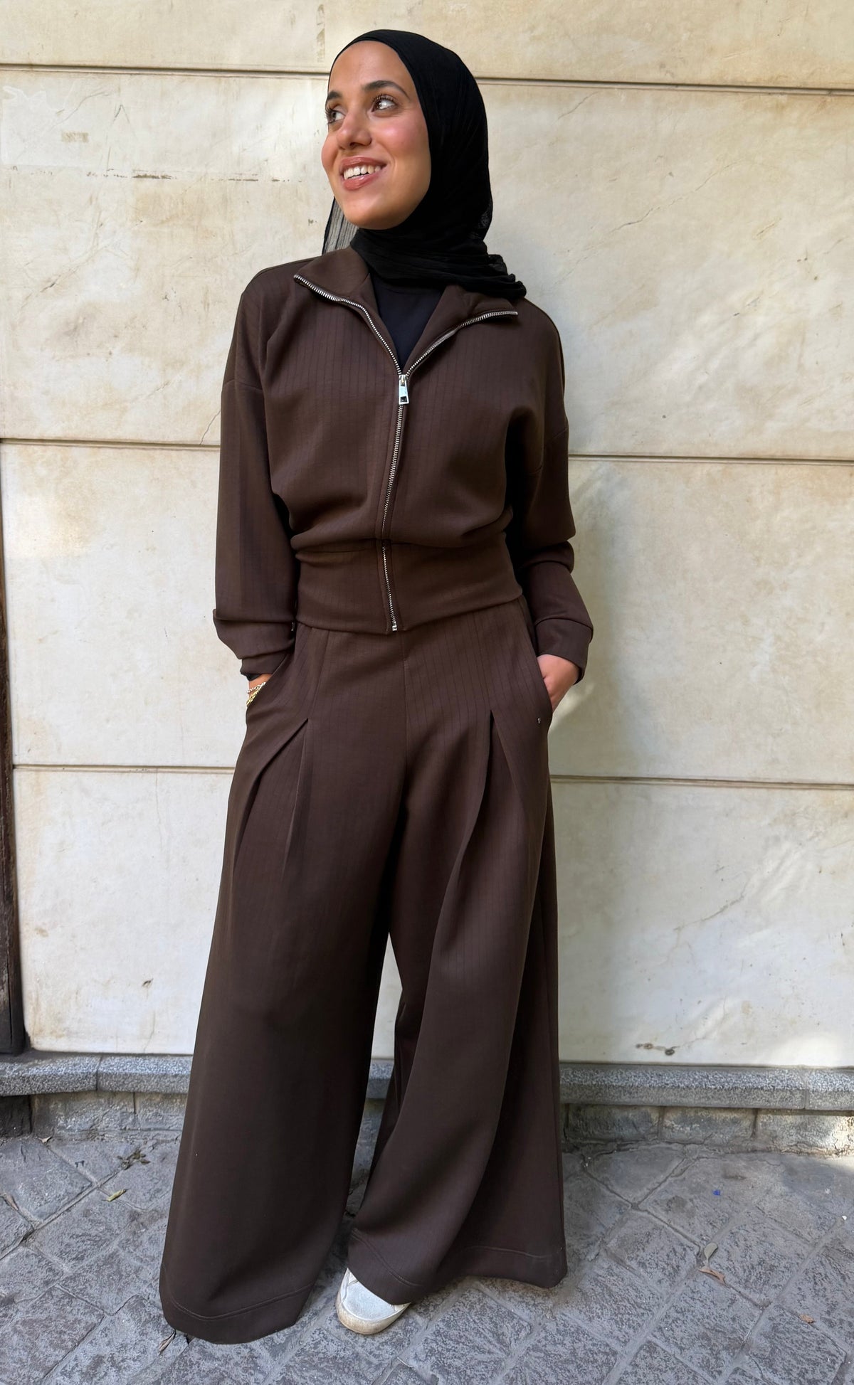 Stripped Modal Relaxed Set Chocolate