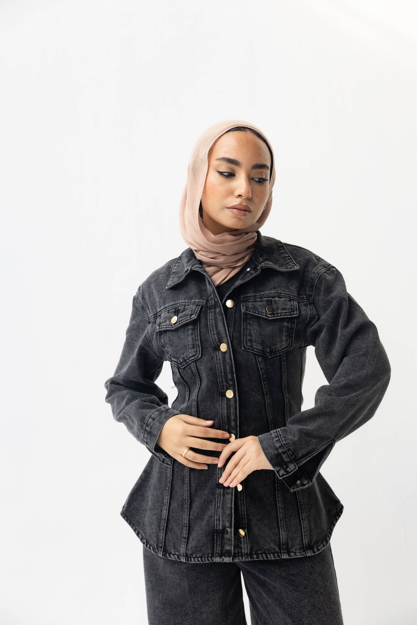 Charcoal Corset Denim Chemise