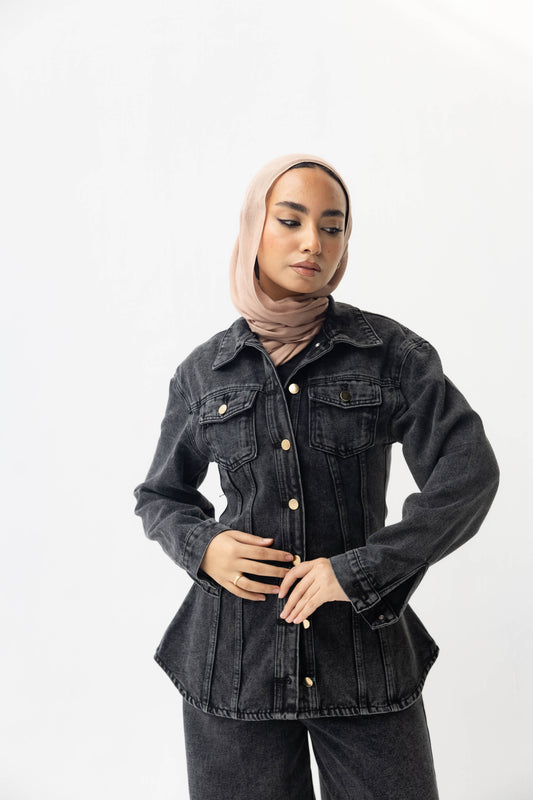 Charcoal Corset Denim Chemise