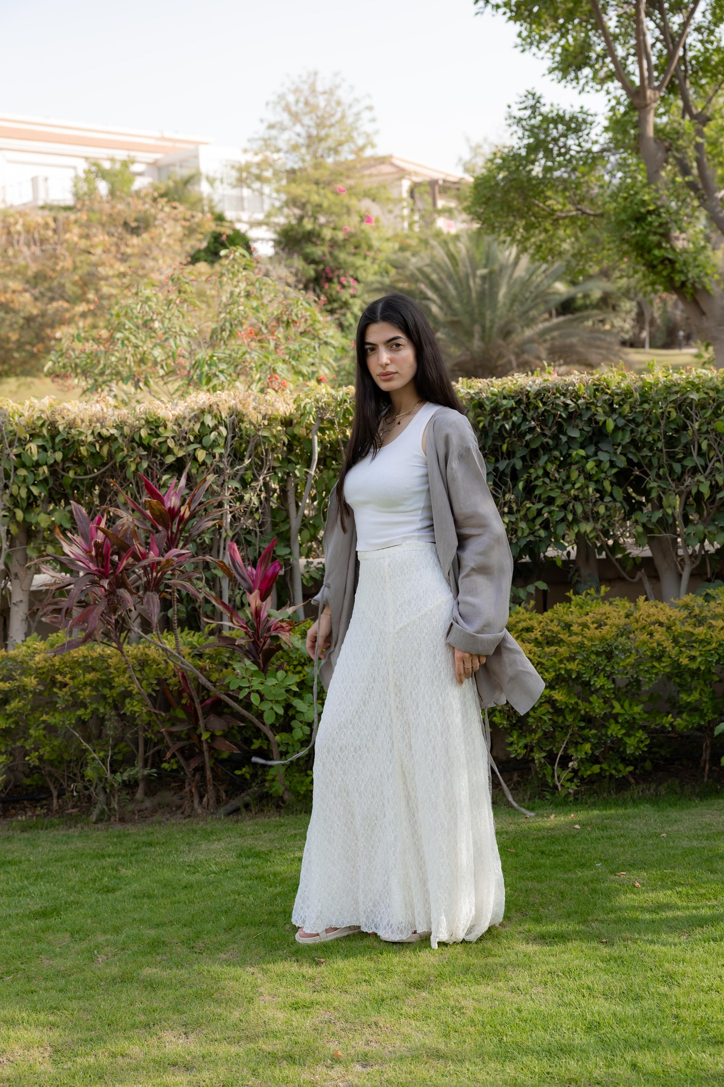 Moonflower Lace Skirt White