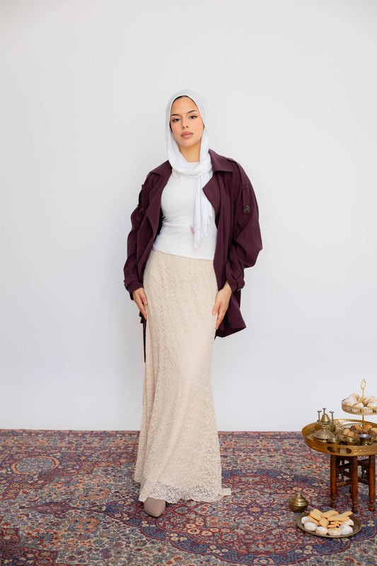 Moonflower Lace Skirt Creme