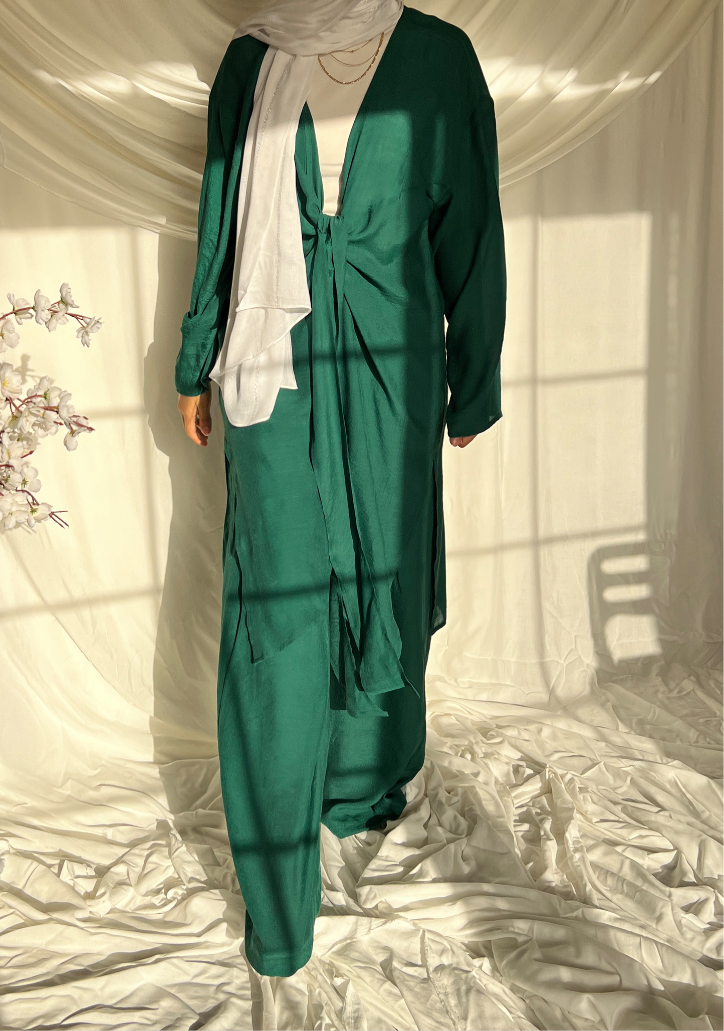 Knot Linen Set - Emerald Green
