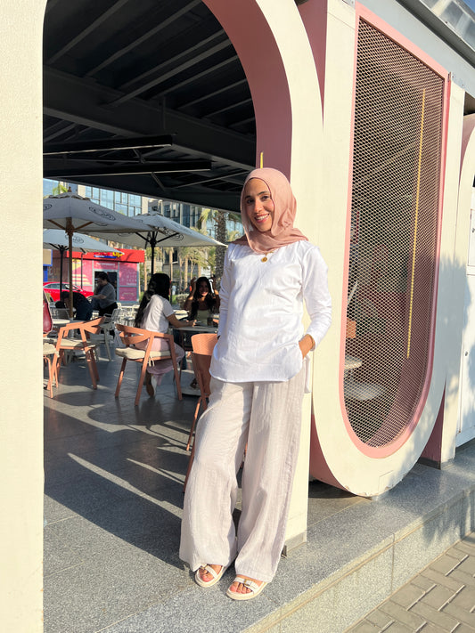 White Sleeved Basic Tee