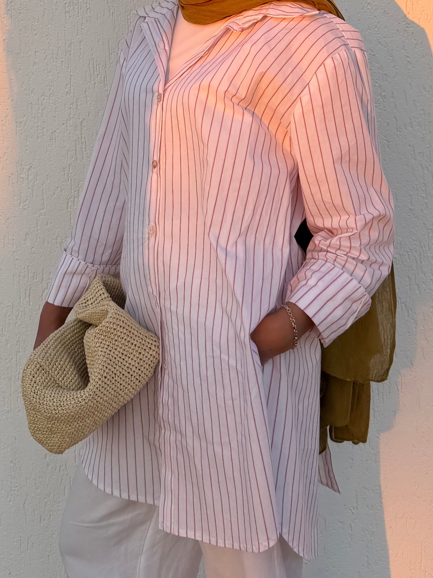 Muse Shirt - Burgundy Pink Stripe
