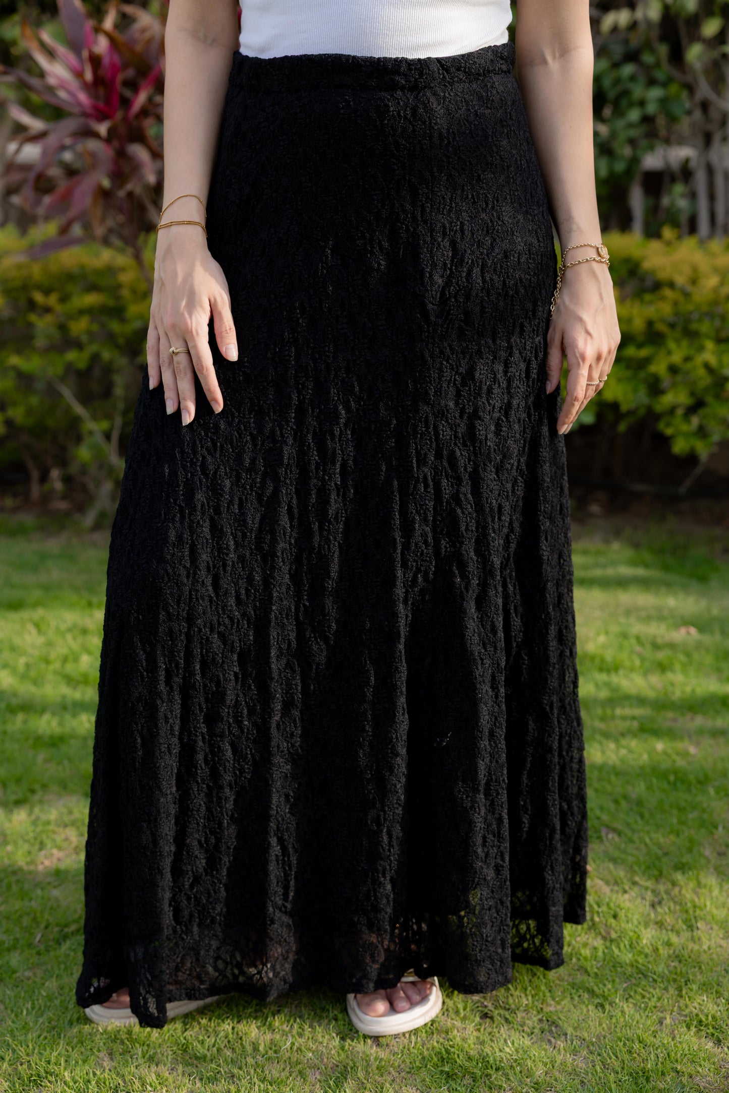 Moonflower Lace Skirt Black