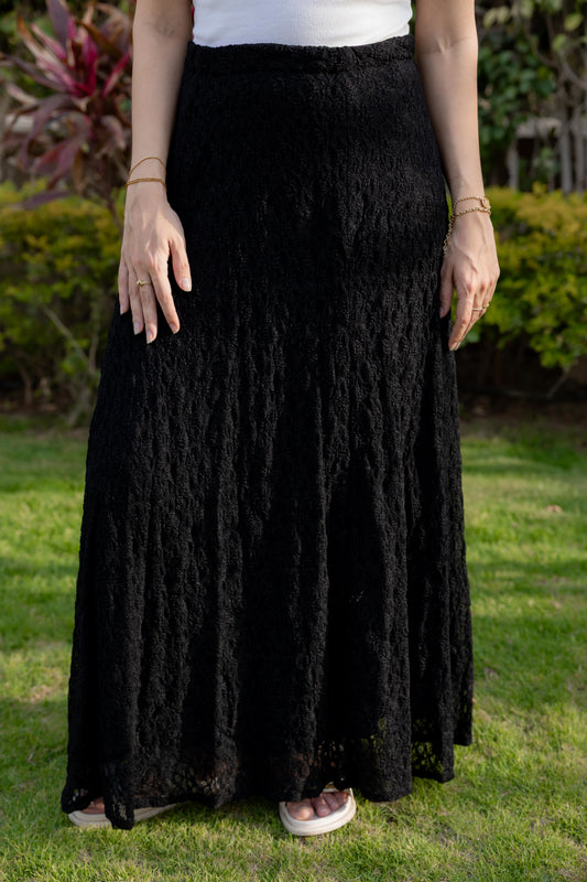 Moonflower Lace Skirt Black