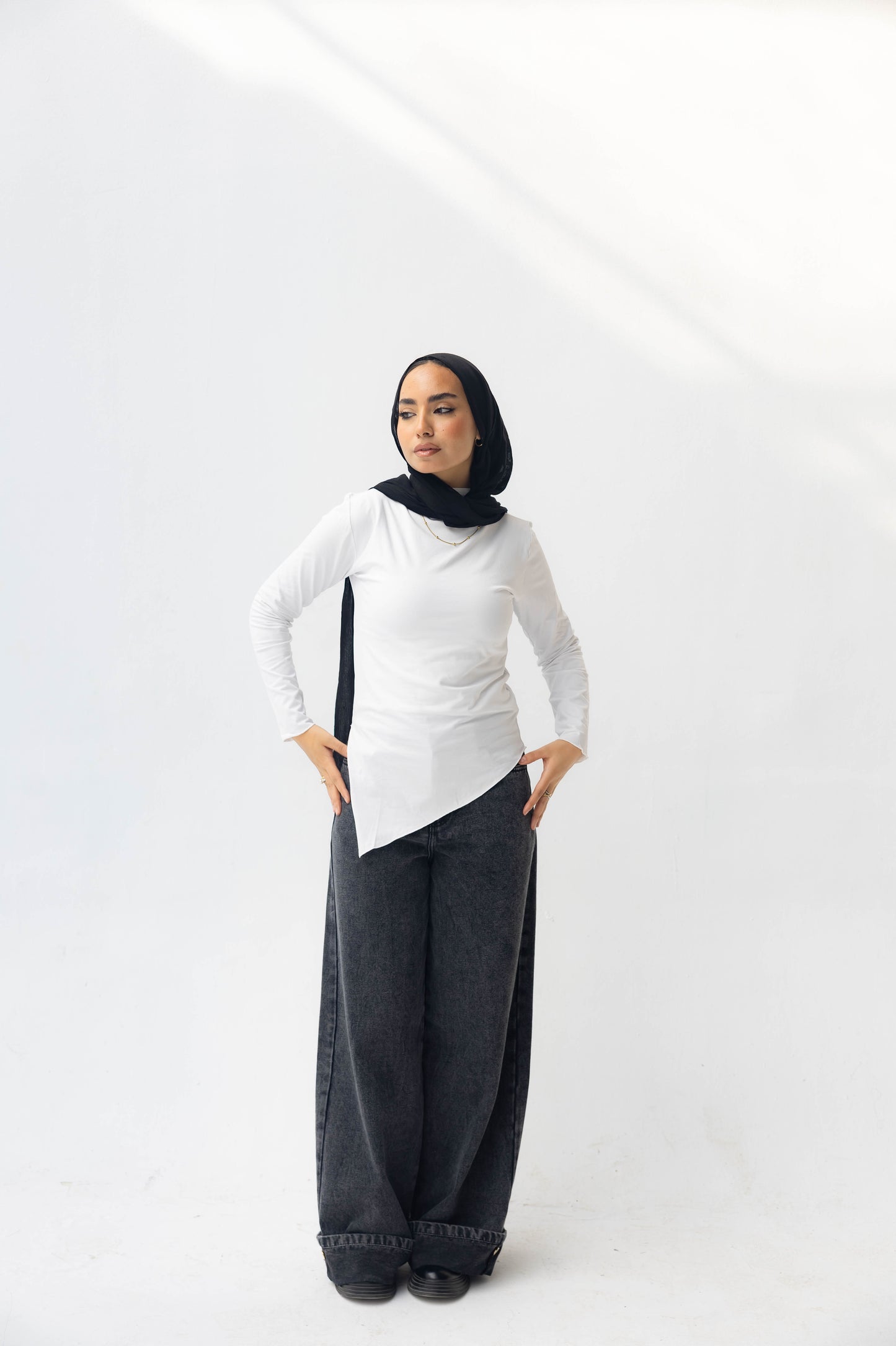 Charcoal Denim Wide-leg jeans