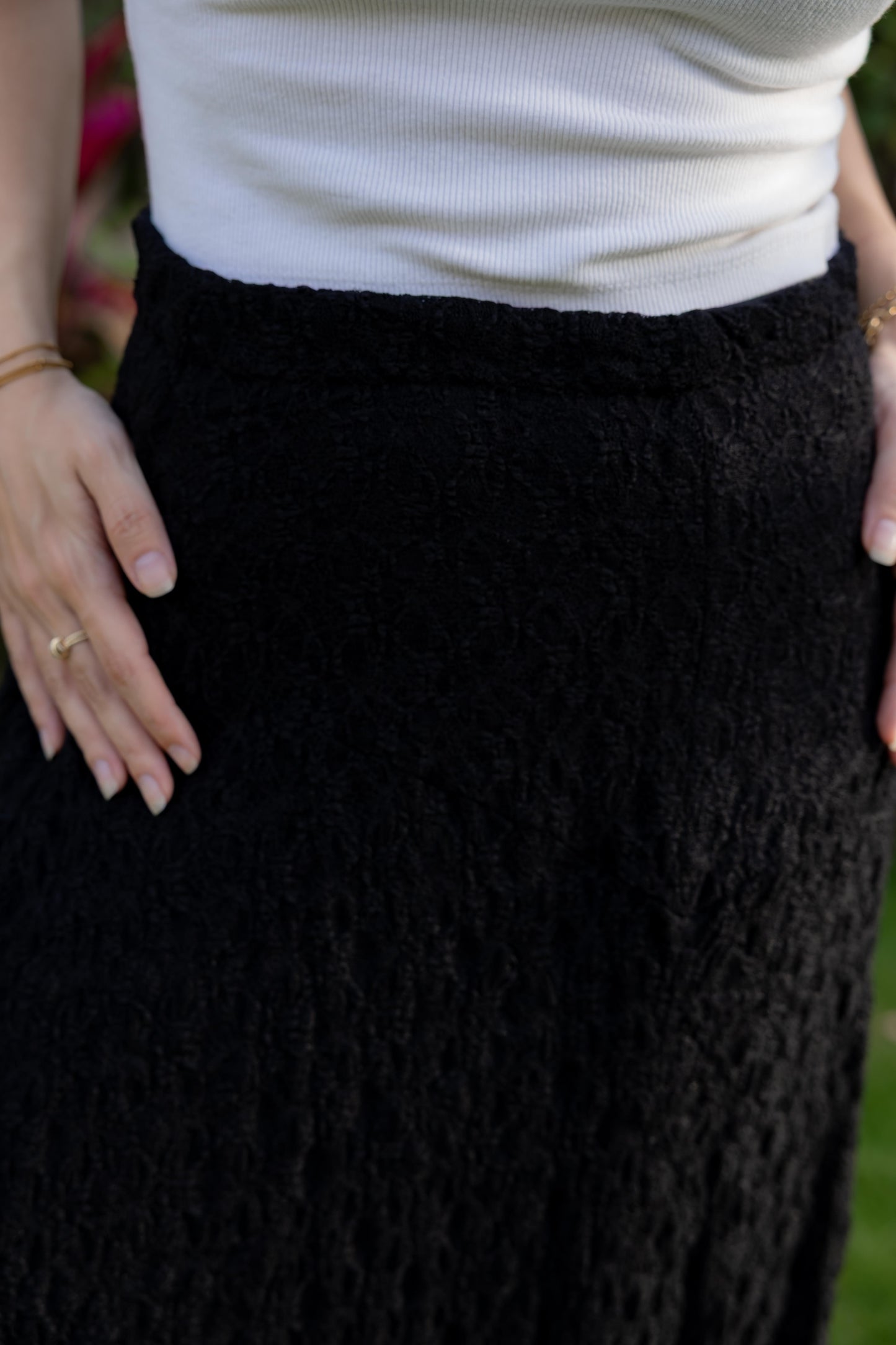 Moonflower Lace Skirt Black