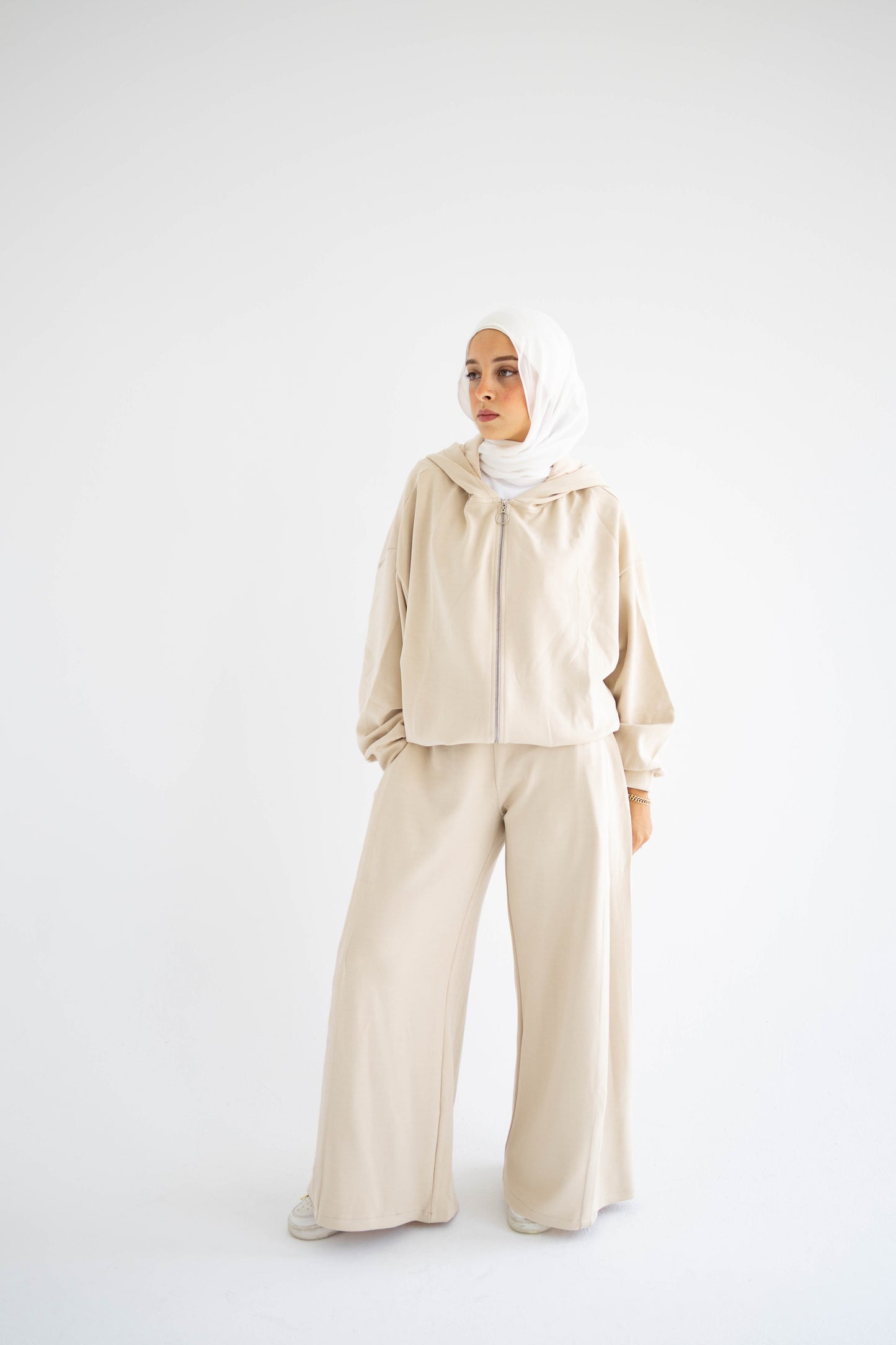 Beige Relaxed Cotton Lounge Set