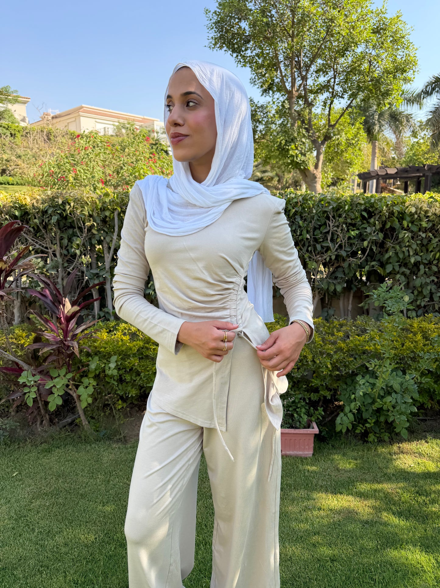 Cream Drawstring Everyday Set