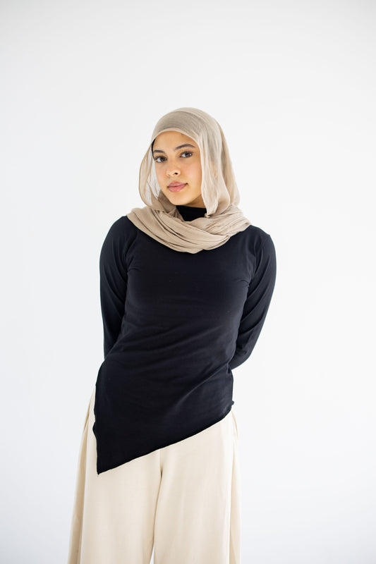 Black Sleeved Asymmetrical Tee