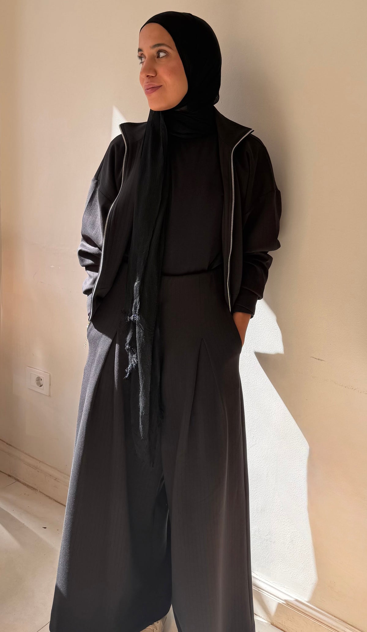 Stripped Modal Relaxed Set Black