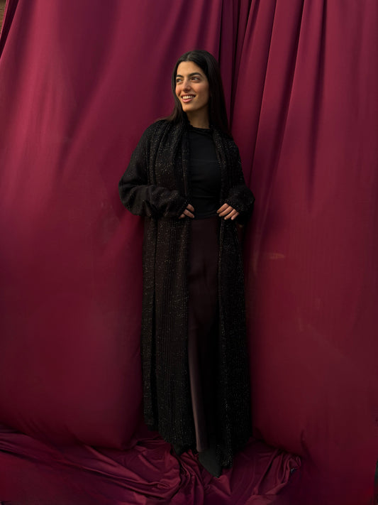 Nooré Midnight Gold Maxi Shimmer Cardigan