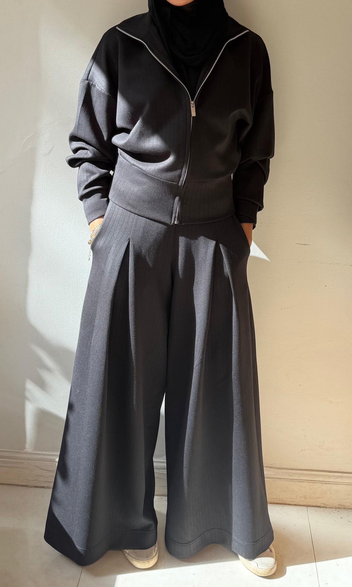Stripped Modal Relaxed Set Black