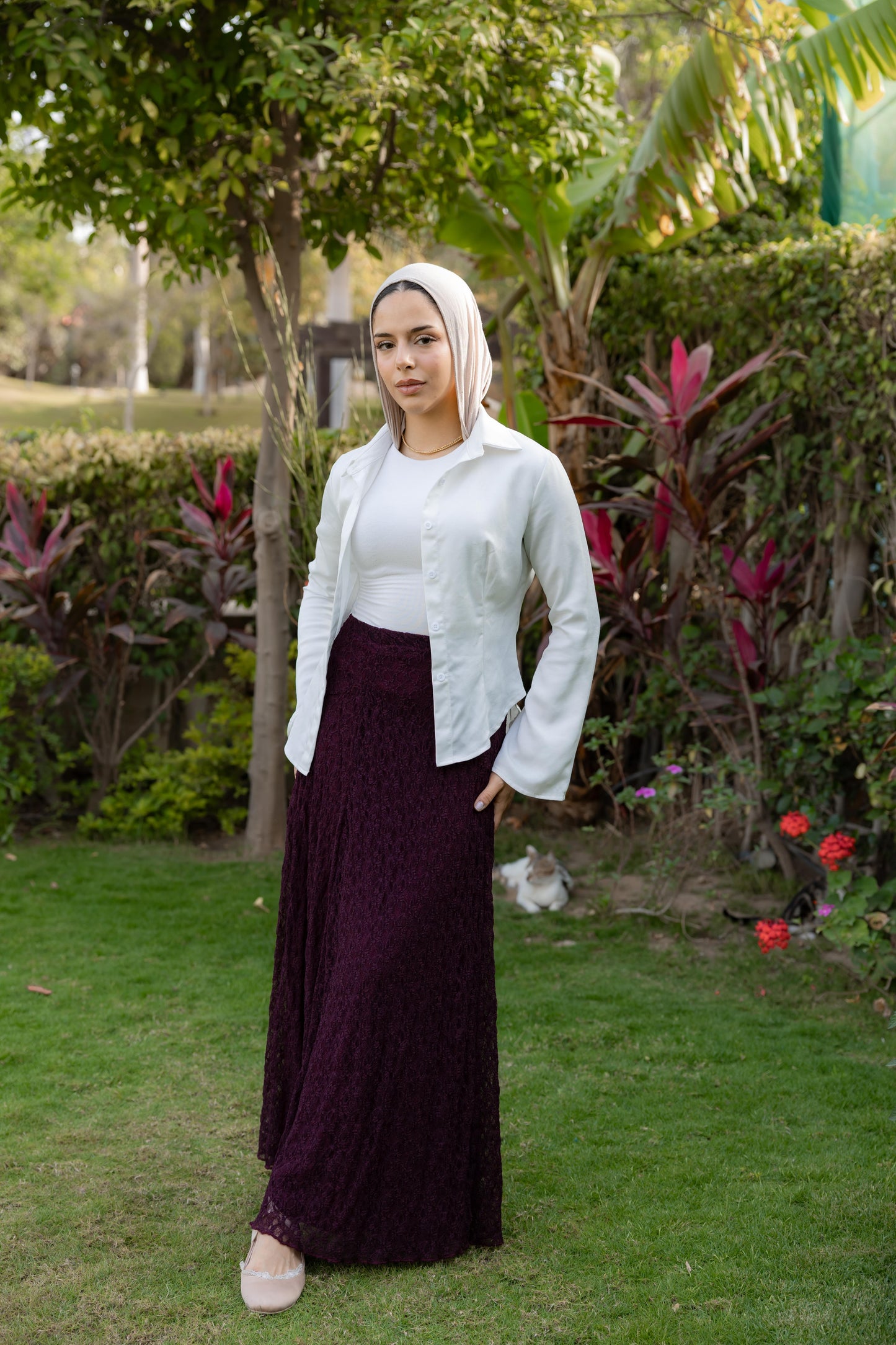 Moonflower Lace Skirt Wine