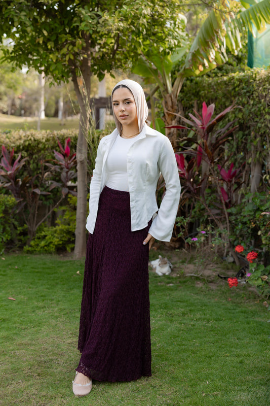 Moonflower Lace Skirt Wine