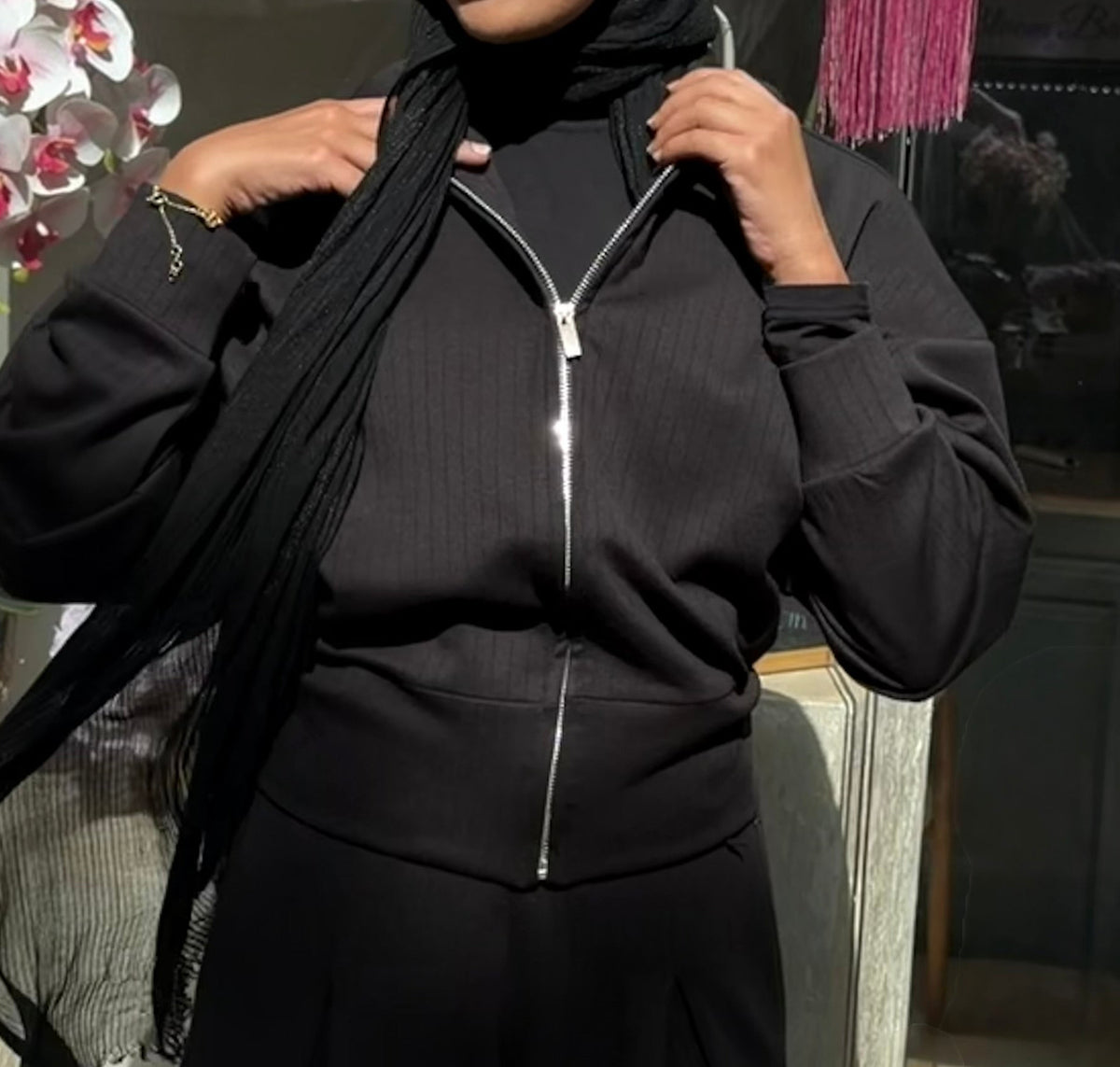 Stripped Modal Relaxed Set Black