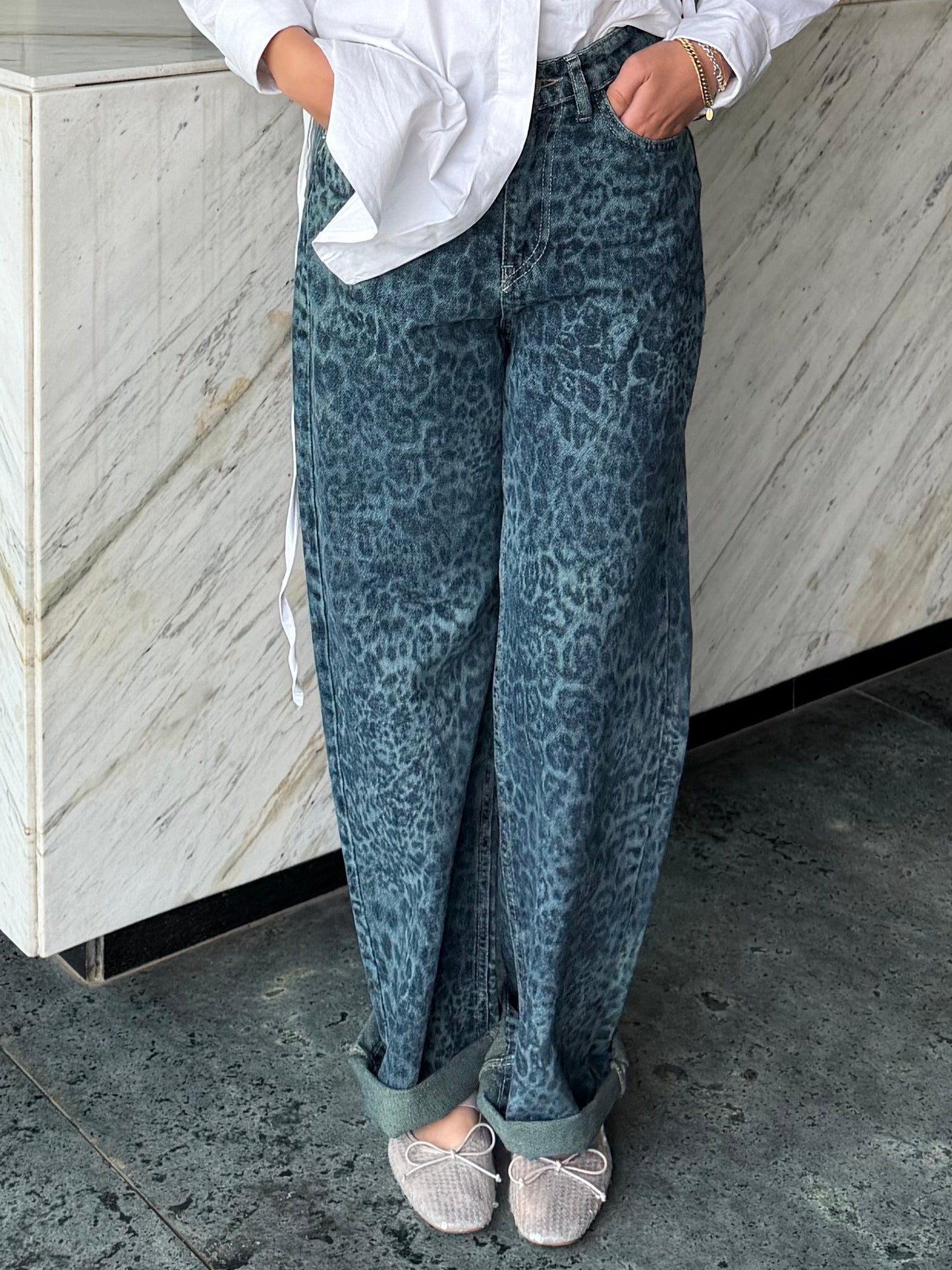 Leopard Denim Pants