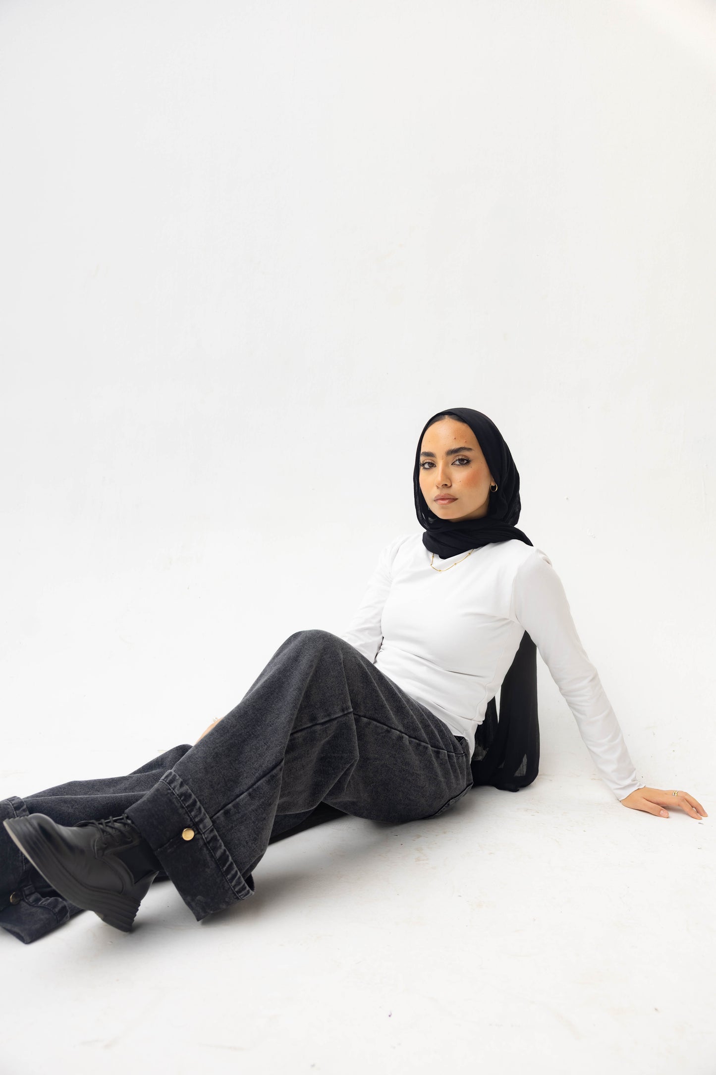 Charcoal Denim Wide-leg jeans