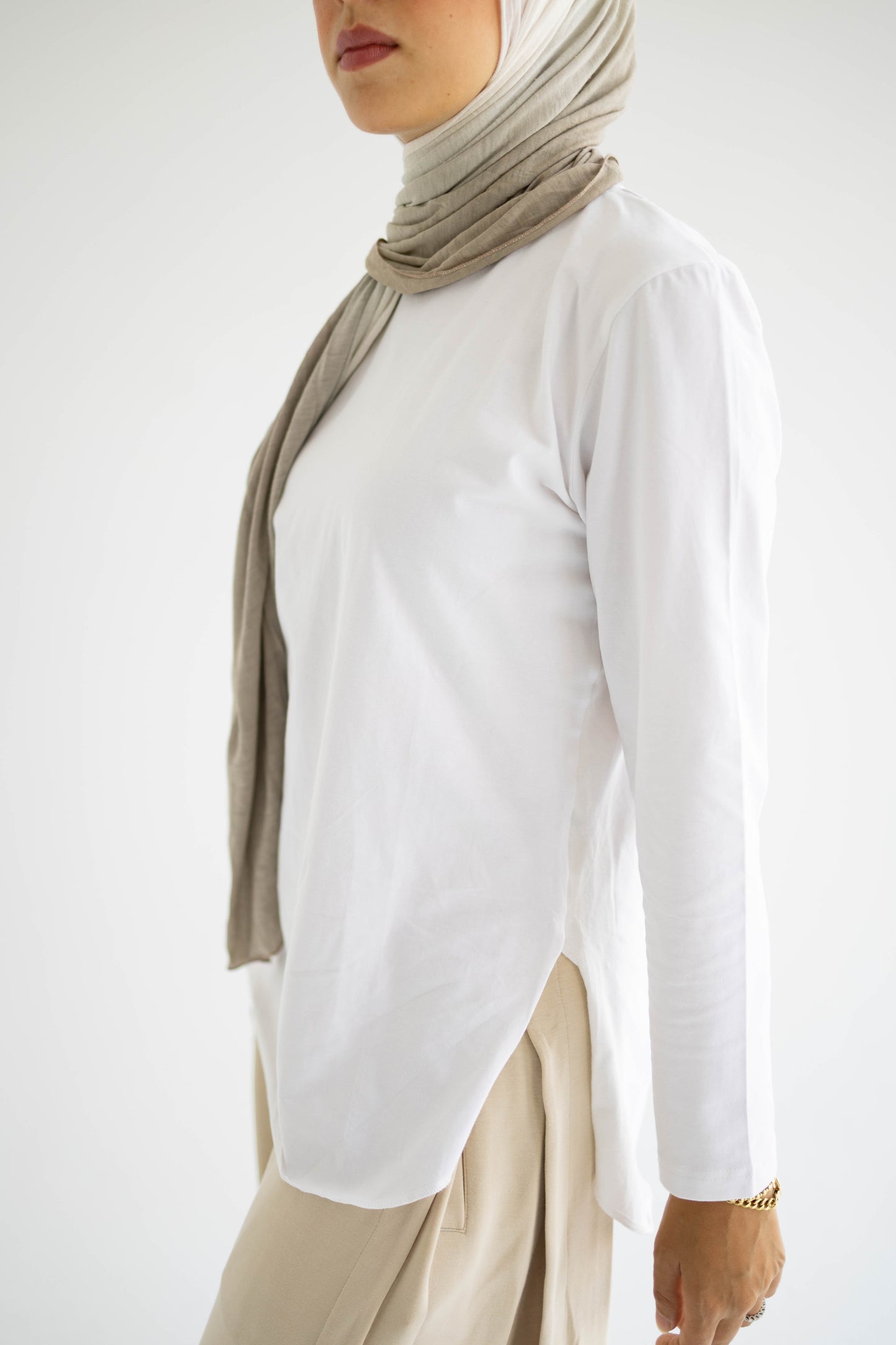 White Sleeved Basic Tee