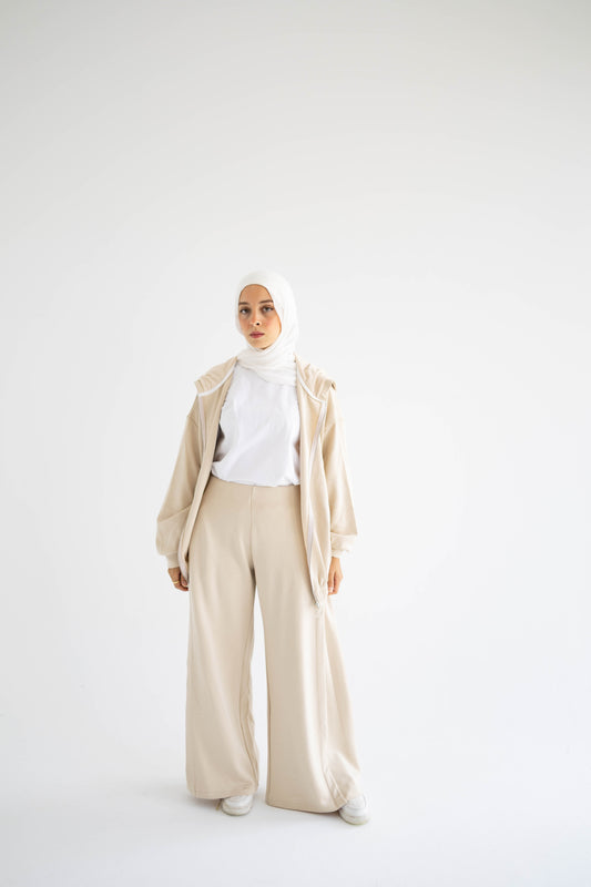 Beige Relaxed Cotton Lounge Set