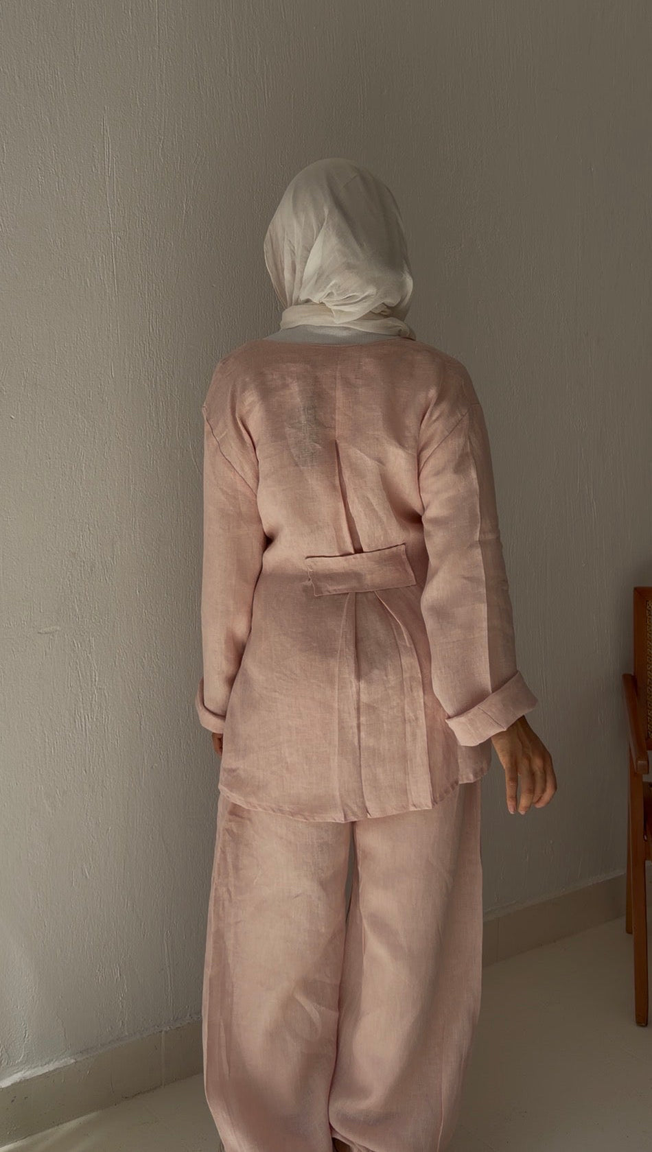 Pastel Pink wrapped Linen Top