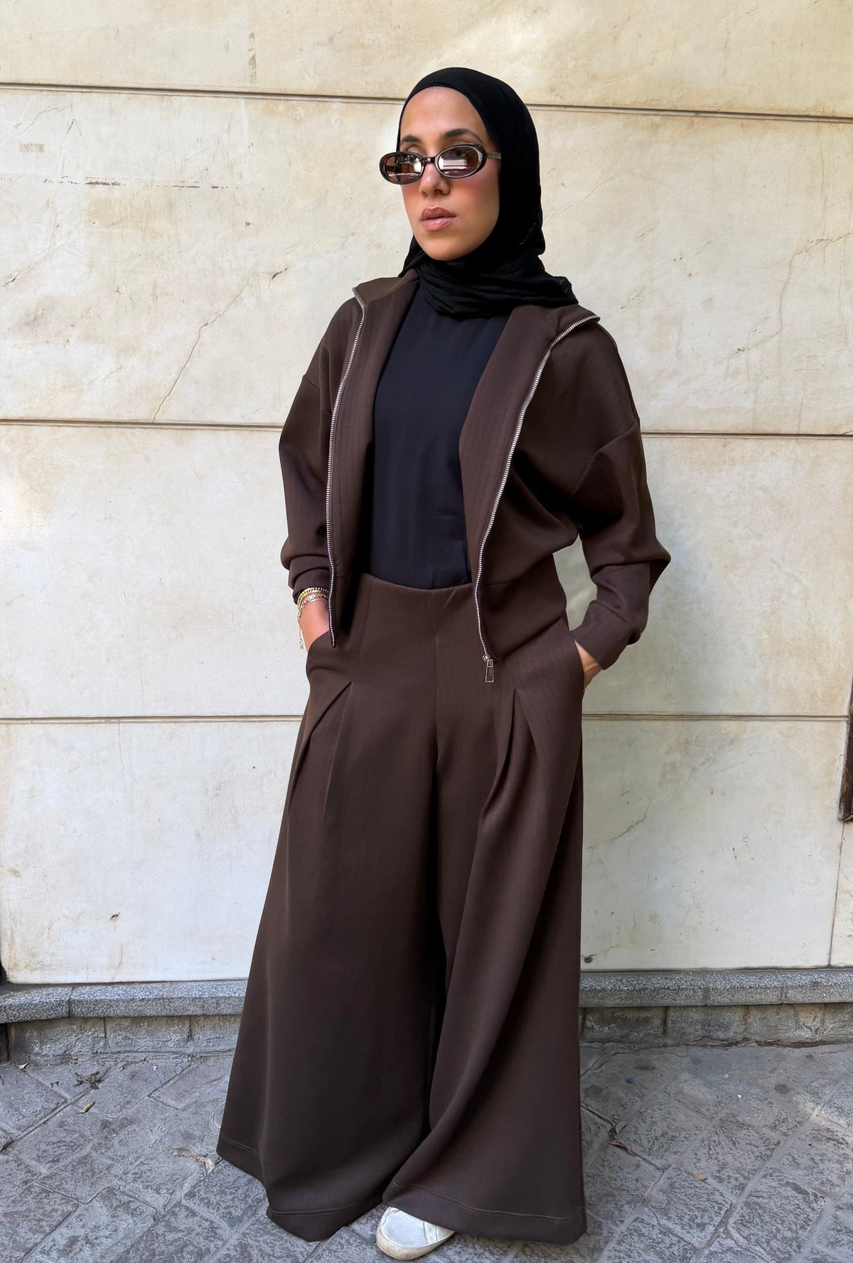 Stripped Modal Relaxed Set Chocolate