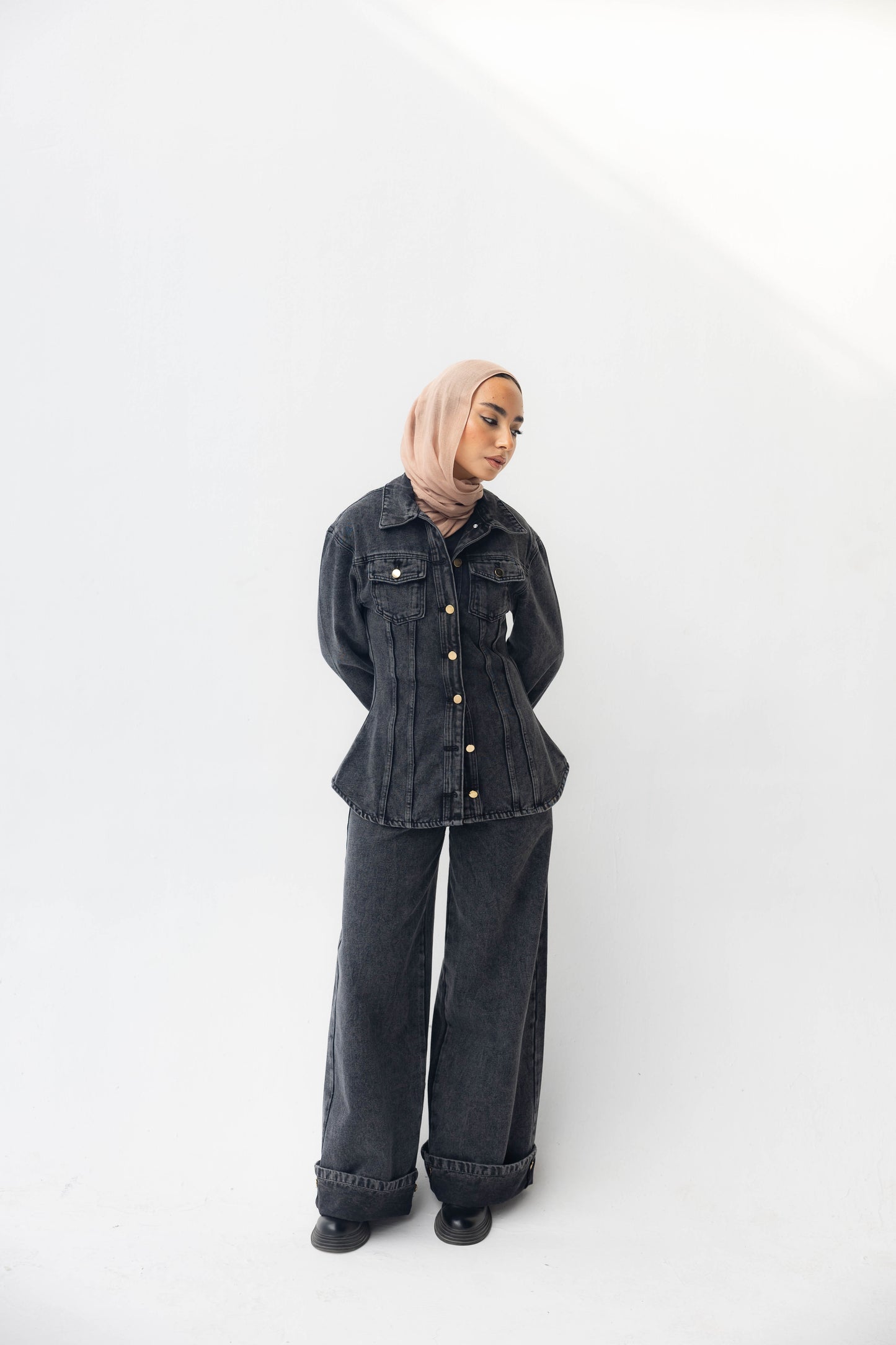 Charcoal Denim Wide-leg jeans