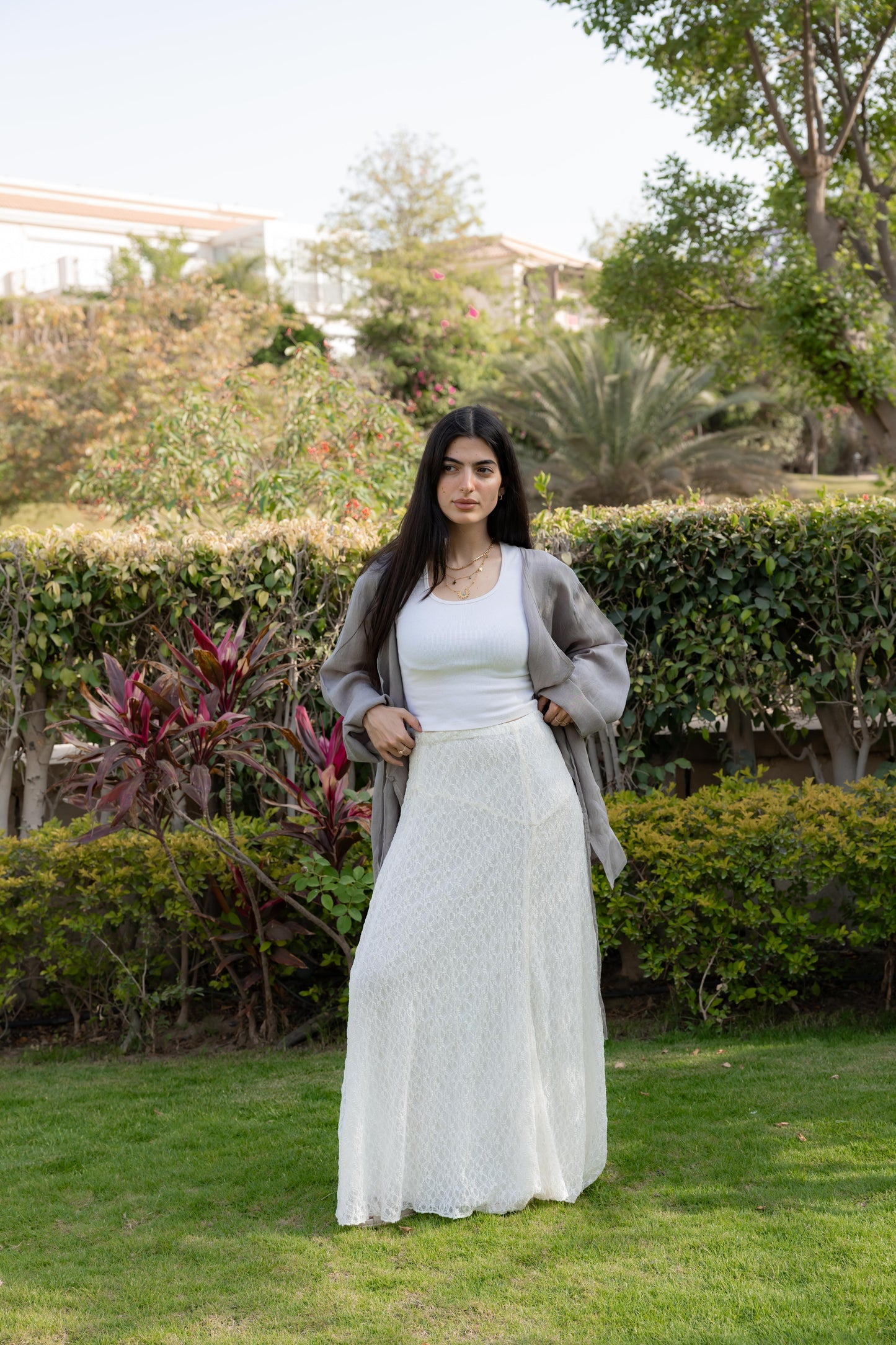 Moonflower Lace Skirt White