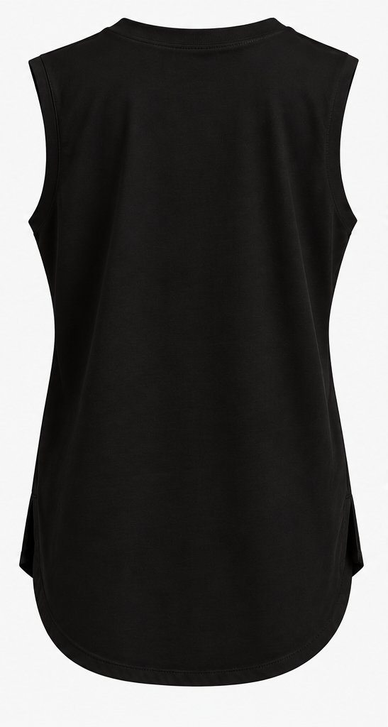 Hip-Covering Sleeveless Tee Black