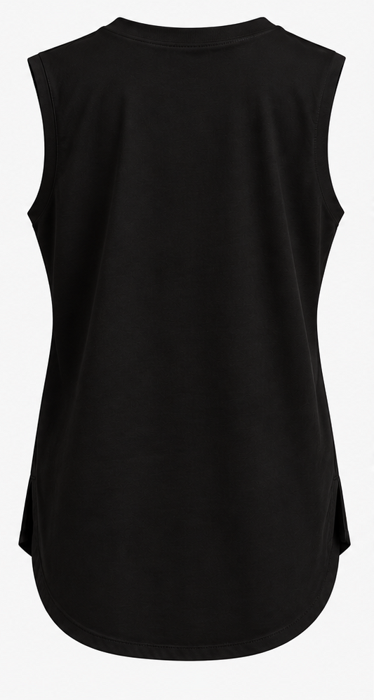 Hip-Covering Sleeveless Tee Black