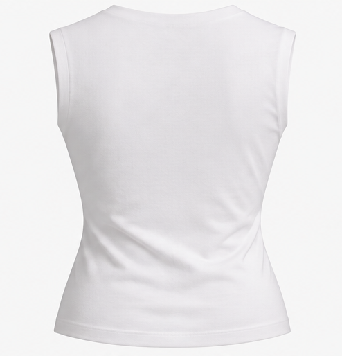 Sleeveless Double Layered Fitted Top White
