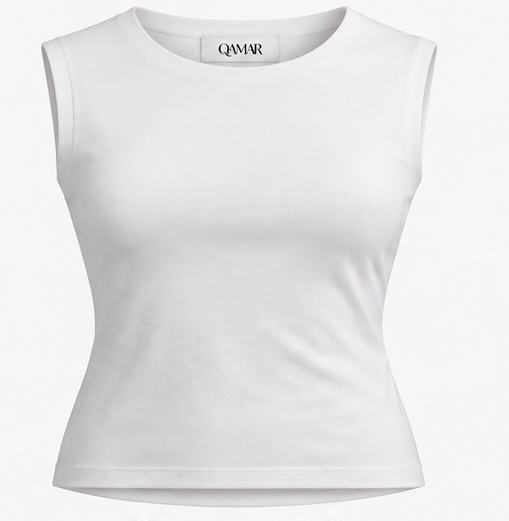 Sleeveless Double Layered Fitted Top White