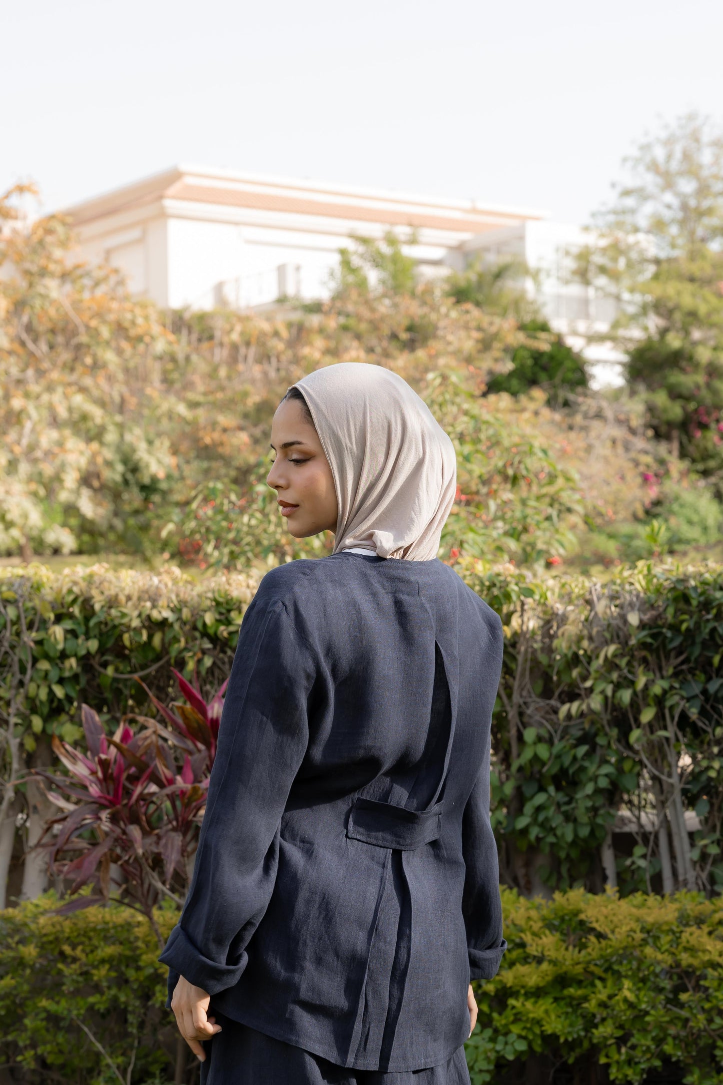 Navy wrapped Linen Top